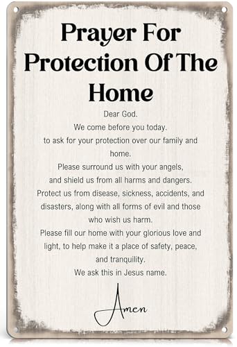 Christian Wall Art, Prayer for Protection of The Home Sign 12x8 Inch - color: Prayer Home