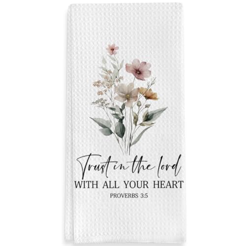 Christian Religious Gifts Kitchen Towels, Bible Verse Decorative Towels for Bar Kitchen, Trust in the Lord - color: Yellow