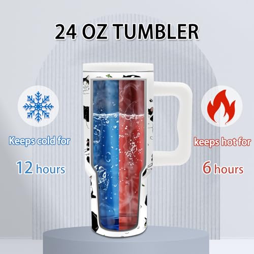 24oz Cat Tumbler with Handle & Straw, Gifts For Tuxedo Cat Lovers - color: Cat6