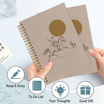Boho Western Cowboy Spiral Notebook 5.5x8.3 - color: White Boho Western Cowboy