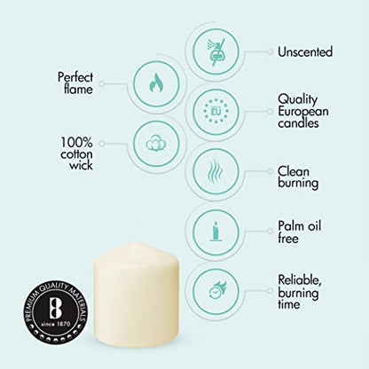 BOLSIUS 6 White Pillar Candles Bulk - 3x3 Inches Candle Set - 25+ Hours Clean Burning - No Palm Oil - 0% Animal Fat - Premium European Quality - Unscented Dripless Dinner Pillars - size: 3x3 Inches, style: 6 Count