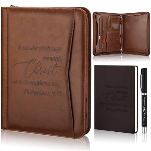 Fuyoooo 3 Pcs Pastor Gifts for Men Leather Portfolio Set Philippians 4:13 - style: Philippians 4:13