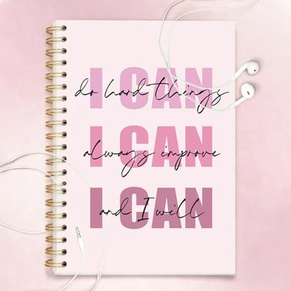 Christian Pink Inspirational Spiral Notebook 5.5x8.3 Inch, I Can Do All Things Lined Prayer Journal for Bible Study, Motivational Bible Verse Gifts for Women Teen Girls - color: I Can