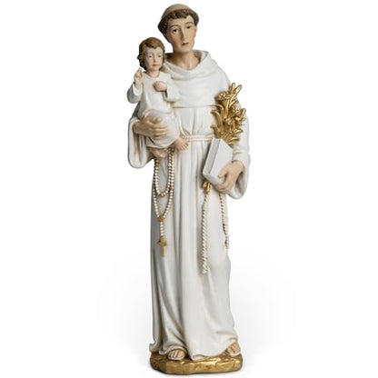 BC Catholic St. Anthony Statue, 6" H Blessed Saint Figure - color: Gold&white St. Anthony