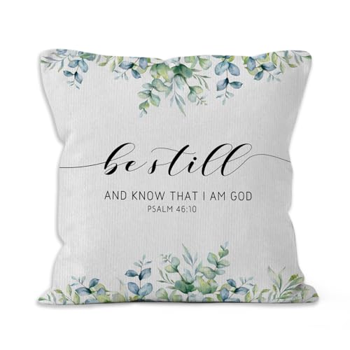 Christian Throw Pillow Covers 18x18, Bible Verse Decorative Pillow Covers for Home Bedroom Sofa Living Room, Be Still and Know that I Am God Religious Accent Pillows Cover Pillowcases - color: Be Still
