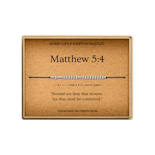 Loved Creations Morse Code Bracelets for Women, Christian Bible Verse Bracelets, Scripture S925 Sterling Silver Inspirational Faith Jewelry, Religious Gifts for Women - color: Matthew 5:4