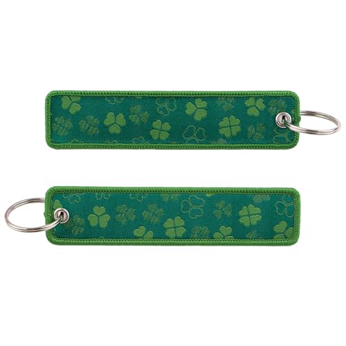 Woven Keychains (2-Packs) - Motorcycle Key Tag for Keys, Cars, Scooters, Aesthetic Key Chain for Women, Teacher, Men - color: Clover
