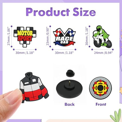 Cute Pins Bulk, Funny Lapel Badge Pins Rubber Brooch Pins for Backpacks, Hats, Bags - style: Racing car-30PCS
