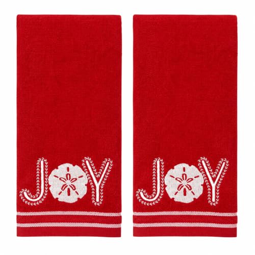 Christmas Red Guest Hand Bathroom Towels, Coastal Ocean Shell Joy, 16x26" - color: Shell Joy