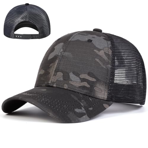 Black Baseball Cap Snapback hat for Men Snap Pack Hip Hop Mens Hat - color: Camouflage