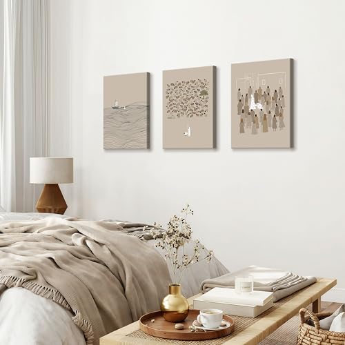 Christian Beige Bible Sketches Wall Art Jesus Canvas Prints 12"x16"x3 - color: Jesus Bible Story, size: 12"x16"x3Pcs