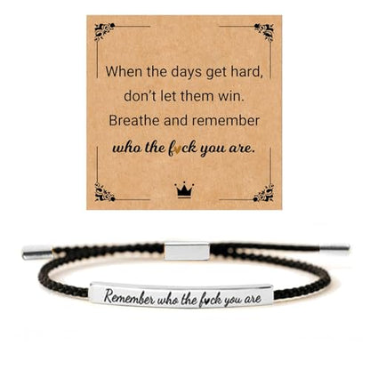 God is in Control Leather Bracelet, Stainless Steel Christian Faith Braided Engraved Bar Bracelets Self Worth Motivation Bracelet Inspirational Friendship Jewelry for Men Women - color: Remember Black&Silver