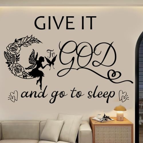 Vinyl Wall Art Decal - Give It to God and Go to Sleep IGN - Bedroom Wall Decor Above Bed Modern Inspirational Religious Quote Sticker for Home Office Bedroom Living Room Classroom Decor.