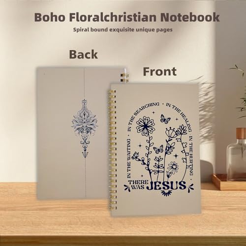 Boho Floral Bible Journal for Women, A5 Spiral Bound Notebook for Church Notes Journal, Christian Scripture Study Journal，bible study supplies；