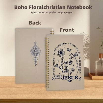Boho Floral Bible Journal for Women, A5 Spiral Bound Notebook for Church Notes Journal, Christian Scripture Study Journal，bible study supplies；