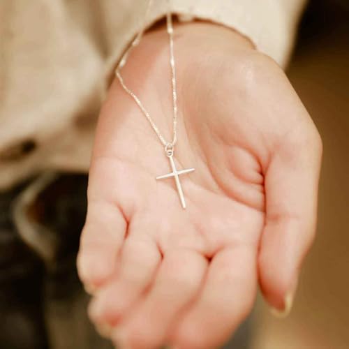 Sterling Silver Cross Pendant Necklace Faith Jewelry Gift For Him and Her - color: Love Cross
