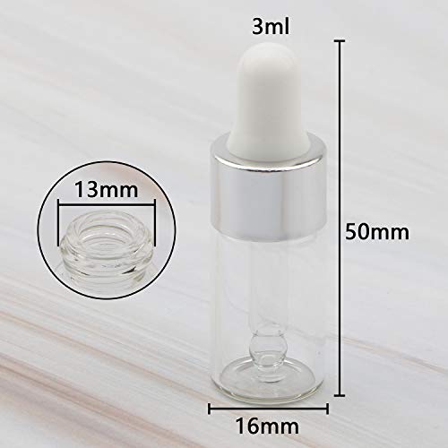 Kesell Clear Dropper Bottles, 30 Pcs, 3ml - color: Silver