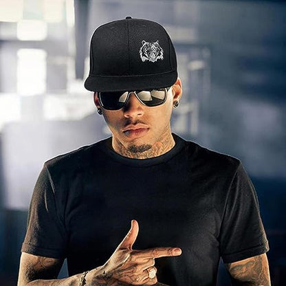 Chef Hat Flat Bill Hats for Men Funny Double Knives Kitchen Adjustable Baseball Cap Snapback Hat for Women - color: Tiger