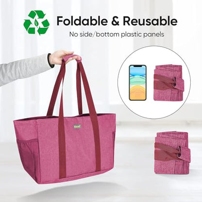 BALEINE Soft 9 Gallon Extra Large Utility Tote, Foldable Reusable Storage Bag (Berry Pink) - color: Berry Pink, size: 1-Pack