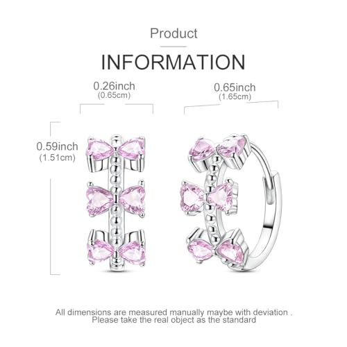LAZA 925 Sterling Silver Earrings for Women Huggies Hoop Gold Earrings - color: Pink bow earrings