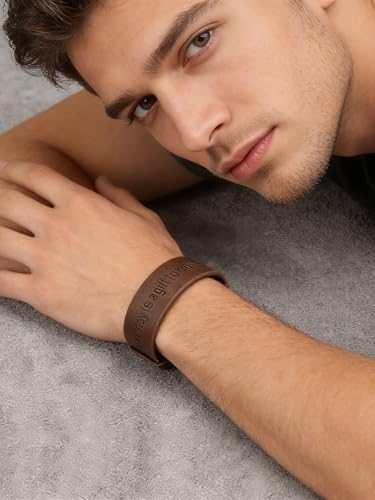 GelConnie Leather Cuff Bracelet Punk Braided Bracelets Rock Leather Wristbands Faux Mens Leather Bracelet Gothic Viking Bangle Adjustable Wrap Bracelet for Women,Men - color: Engraved Leather Bracelet