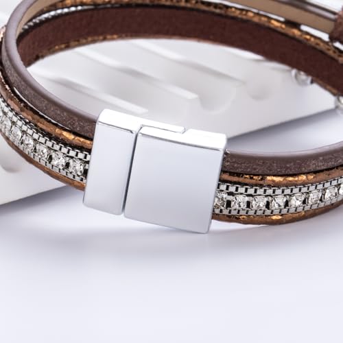 Christian Cross Leather Bracelets Boho Western Blessing Religious Jewelry - color: Brown