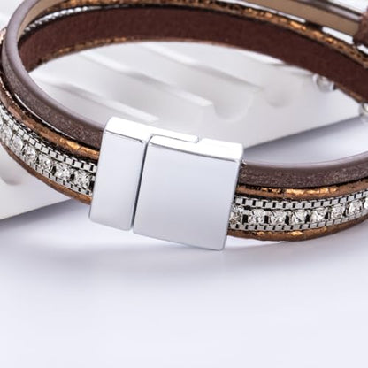 Christian Cross Leather Bracelets Boho Western Blessing Religious Jewelry - color: Brown