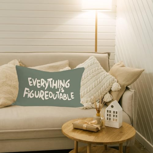 Green Throw Pillow Covers 12x20 Inch, Motivational Pillowcases - color: Motivational