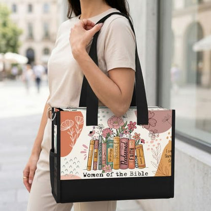 Christian Tote Bag for Women Bible Study Church Faith Organizer - color: Women of the Bible