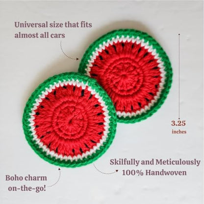 Cotton Crotchet Fruit Car Coaster Set (Summer Slice) - color: Melon Mood