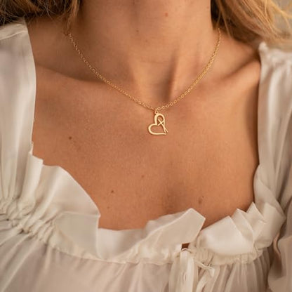 Rotnso Cross Necklace for Women 14K Gold Plated Dainty Small Pendant Choker - style: Heart Cross-GD