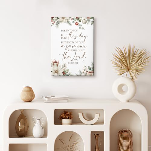 HIWX Christian Christmas Floral Wall_Art Decor Framed Canvas Painting 11x14 - color: time, size: 14"L x 11"W