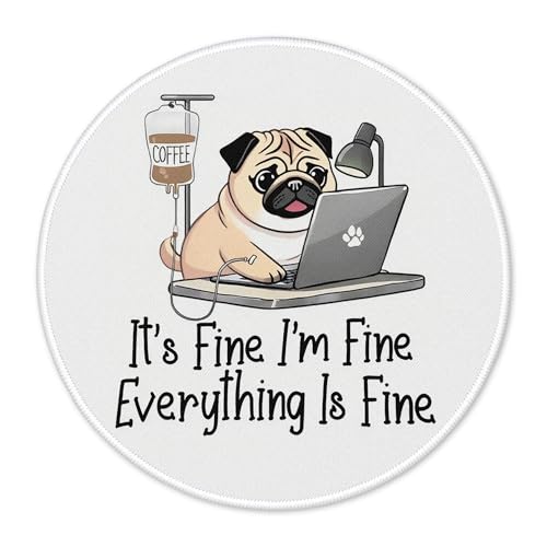 Funny Bulldog Round Gaming Mouse Pad 7.9x7.9, It's Fine I'm Fine Everything is Fine Round Mousepads for Desk Home Office Computers Laptop Accessories, Bulldog Gifts for Women Men Dog Lovers - color: Cute Sloth 20A