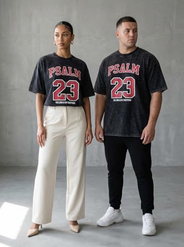 Graphic Tees Summer Women Men Cotton Novelty Oversized Crew Neck Psalm of Bible Christian - color: Black, size: Large