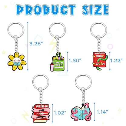Cute Keychain Bulk,Cute Key Chain for Car Keys Purse Bag Rewards - color: Bookish-30