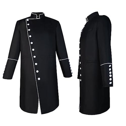 Men's Cassock Choir Short Cassock Minister Robe Clergy Pulpit Liturgical Church Top Coat - color: Black, size: Small