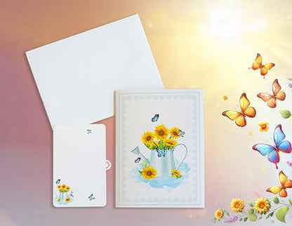 Sunflower Watering Can Get Well Soon Card, Sympathy Cards, Thinking of You Pop Up, Mothers Day Card, 6x8in 3D Birthday Cards for Women for Wife, Her, Sister, Grandma (Sunflower Watering Can). - color: Sunflowr Watering Can
