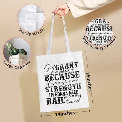VICBOU Bible Verse Canvas Tote Bag Religious Christian Gifts for Women Men Faith Canvas Tote Reusable Grocery Bag - color: Godpeace