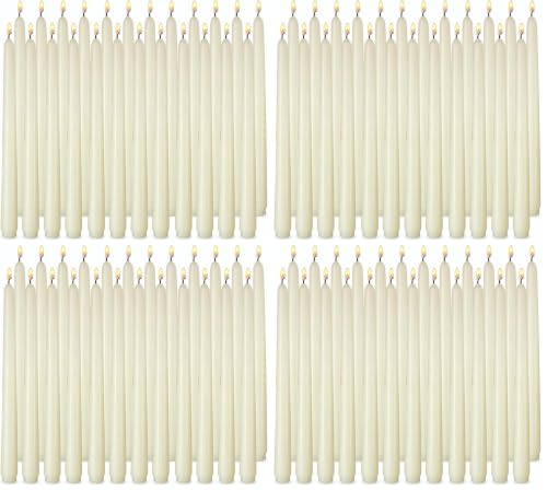 Ivory Taper Candles, Set of 24 Unscented and Smokeless 10 Inch Taper Candles Long Burning, Paraffin Wax with Cotton Wicks for Burning Approxinately 7-8 Hours Time (Pack of 4) - size: 10 Inch (Pack of 4)