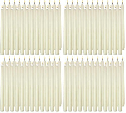 Ivory Taper Candles, Set of 24 Unscented and Smokeless 10 Inch Taper Candles Long Burning, Paraffin Wax with Cotton Wicks for Burning Approxinately 7-8 Hours Time (Pack of 4) - size: 10 Inch (Pack of 4)