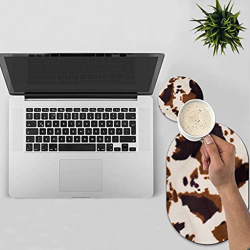 Personality Mouse Pad With Coaster Set, Cow Hide Print Fashion Design Non-Slip Rubber Gaming Mouse Pad Computer Laptop - color: Cow Hide Print