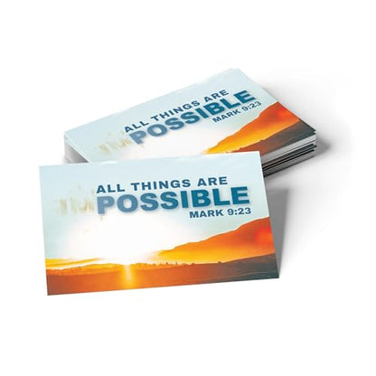 Pass It On Scripture Cards, Sunrise, All Things are Possible, Mark 9:23, Pack of 25 — Inspirational Bible Verse Wallet Cards, Devotional, Bible Study - Small Christian Greetings for Encouragement - color: All Things are Possible