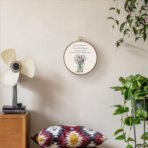 LERJZEFUH Inspirational Christian Round Wall Art Framed 10x10 Inch - color: Verse 04