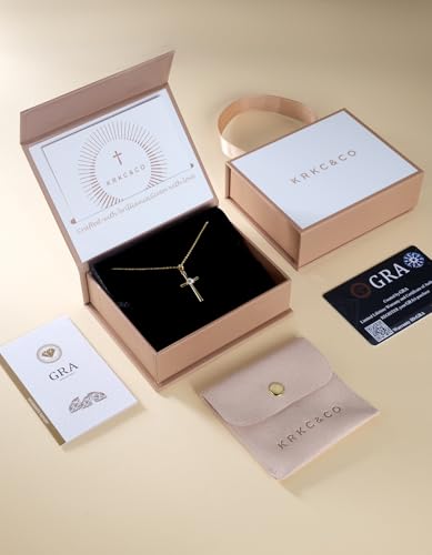 KRKC&CO Moissanite Cross Necklace for Women: D Color VVS1 0,09-0,3ct - color: Gold A