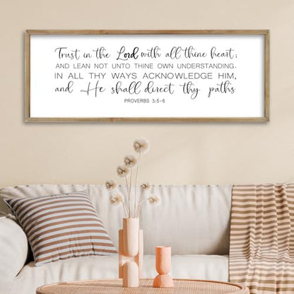 FZMHASLWW Christian Wall Art Proverbs 3:5-6, 32"×12", Wood - color: Proverbs 3:5-6 (Wood), size: 32"L x 12"W