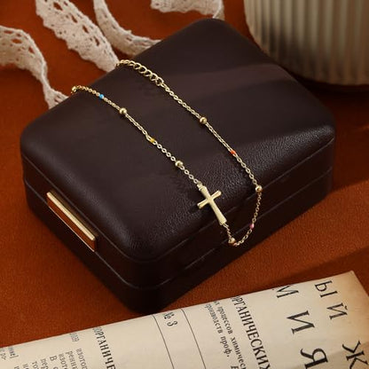 Ankle Bracelets for Women Waterproof Non Tarnish Anklet - style: Cross-GD
