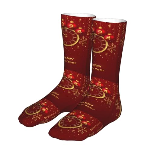 Happy New Year 2024 Unisex Sports Socks - Winter Casual Dress Fashion Socks - color: Happy New Year 2024
