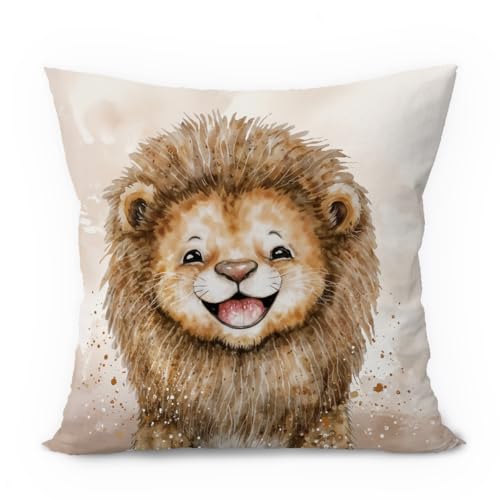 Vintage Lion Pillow Covers 18x18, Lion Gifts, Animal Nursery Decor, Cute Wild Animals Decorative Throw Pillow Covers Pillowcases for Kids Room Bedroom Nursery Playroom Decor - color: 00-kidroom(3) Lion