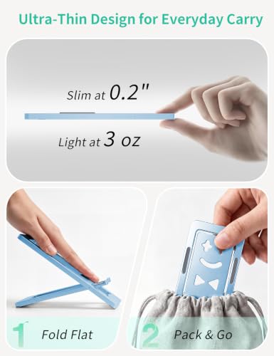 Aoviho Foldable Cell Phone Stand for Desk, Portable Phone Holder,Sky Blue - color: Sky blue