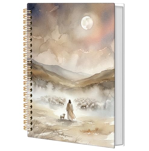BNHJKFQZ Jesus and Lamb Christian Spiral Journal Notebook for Women Men, Christian Gifts Hardcover Notebook for Work Note Taking, The Good Shepherd Religious Journals for Writing - color: Bible-Jesus and the Sheep